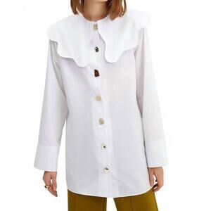NEW TOUCHÉ wide collar poplin shirt in white